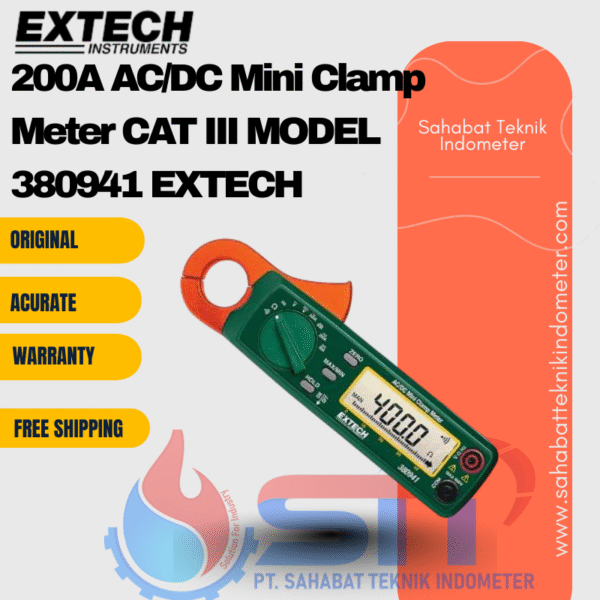 200A AC/DC Mini Clamp Meter CAT III MODEL 380941 EXTECH