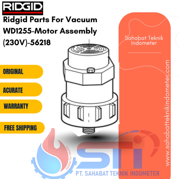 Ridgid Parts For Vacuum WD1255-Motor Assembly (230V)-56218