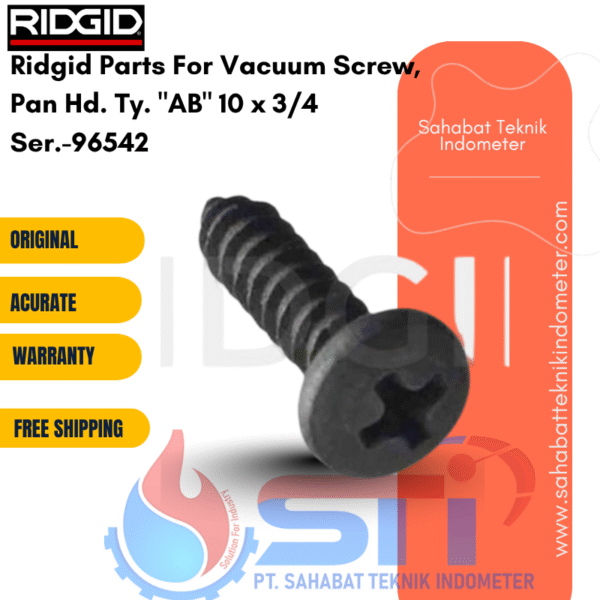 Ridgid Parts For Vacuum Screw, Pan Hd. Ty. "AB" 10 x 3/4 Ser.-96542