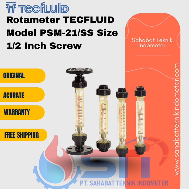 Rotameter TECFLUID Model PSM-21/SS Size 1/2 Inch Screw
