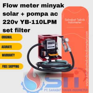 Flow meter minyak solar + pompa ac 220v YB-110LPM set filter